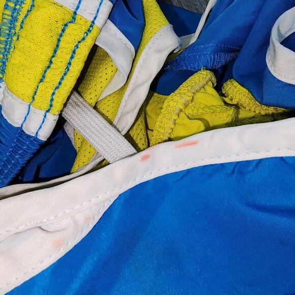 Women's Juniors Soffe Lined Running Shorts Dri-Fit Small Blue Neon Yellow - Picture 13 of 13